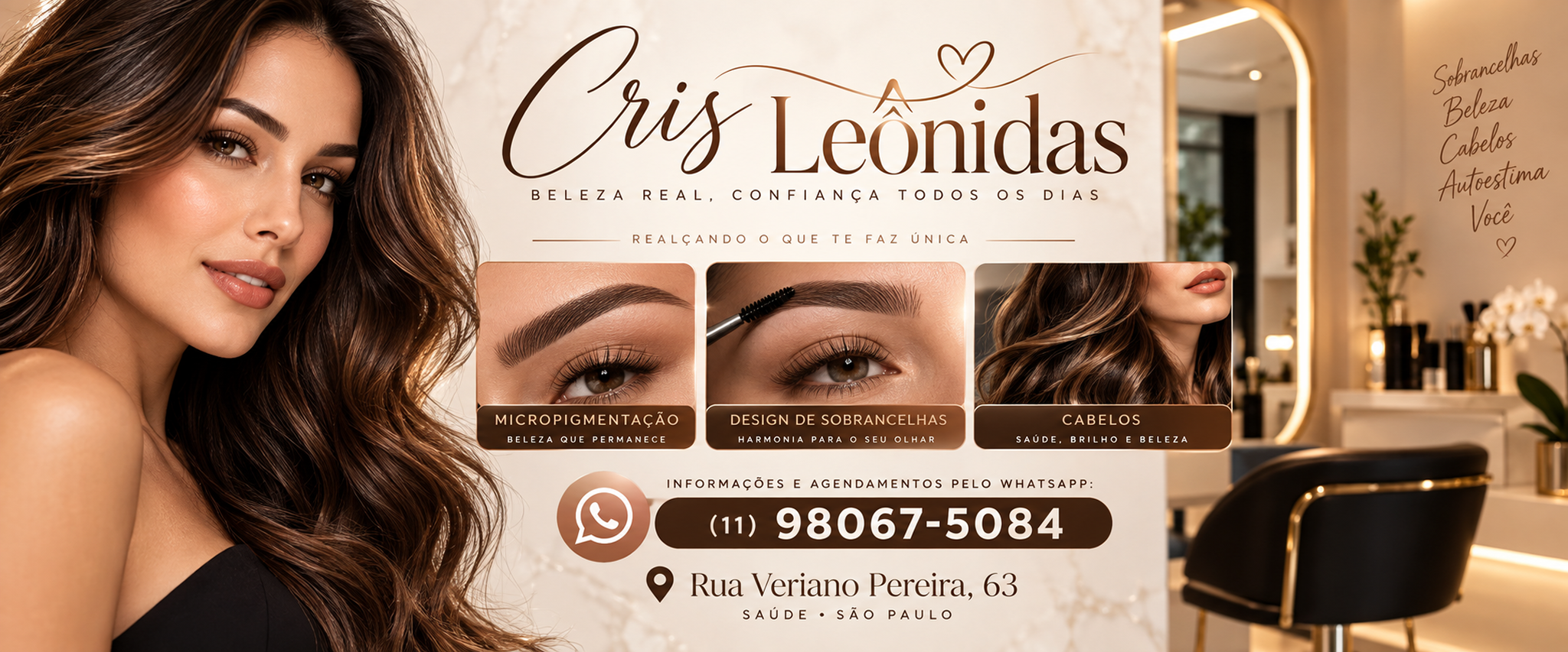 Cris Leônidas, Micro Pigmentação de sobrancelhas, olhos e lábios. 20 anos de experiência. Próximo ao metro Saúde. Atendimento agendado.